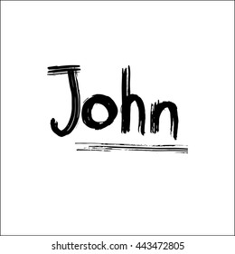 John. Vector illustration. Male name.Black and white graphic. Lettering. Handwritten letters. Good for invitation cards, textile print etc.