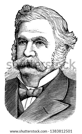 John W. Davis, 1826-1907, he was a United States democratic politician and governor of Rhode Island, vintage line drawing or engraving illustration