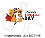 Johnny Appleseed Day. Flat design vector. Poster, banner, card, background. Eps 10.