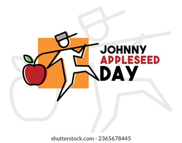 Johnny Appleseed Day. Vector de diseño plano. Cartel, pancarta, tarjeta, fondo. Eps 10.