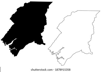 Condado de Johnson, Estado de Tennessee (condado de los Estados Unidos, Estados Unidos de América, EE.UU., EE.UU., EE.UU.), ilustración vectorial, esbozo de garabatos mapa de Johnson