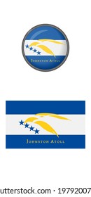 Johnston Atoll flag icons on a white background. Vector image: flag and button of Johnston Atoll. You can use it to create a website, print brochures, booklets, flyers, and travel guides.