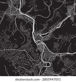 Johnstown Pennsylvania city map vector illustration. Black and white street map of Johnstown PA USA