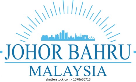 Johor Bahru Malaysia. Banner Design. City Skyline. Silhouette Vector. Famous Monuments.