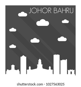 Johor Bahru Malaysia Skyline City Flat Silhouette Design Background