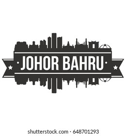 Johor Bahru Malaysia Skyline Silhouette Design City Vector Art Landmark.
