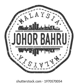 Johor Bahru, Malaysia Stamp Skyline Postmark. Silhouette Postal Passport. City Round Vector Icon. Vintage Postage Design.