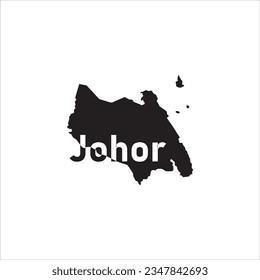 Johor map and black lettering design on white background