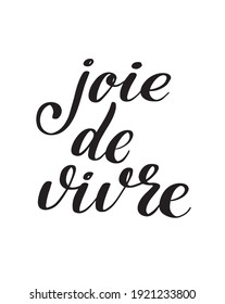 Joie de vivre (Joy of living) handwritten vector lettering. Tipography poster, print