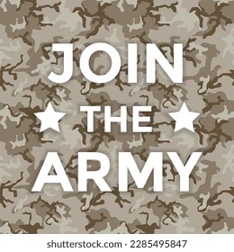 join the army, camouflage pattern seamless, military tent cover, vector illustration 