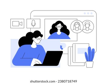 Join class isolated cartoon vector illustrations. Woman joining smart classes via teaching software, video conferencing app, online training, remote degree program vector cartoon.