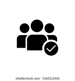 Join the community icon, Vector illustration membership friend checkmark people vector icon in black flat design on white background