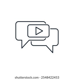 Join the conversation, discussion. Vector linear icon isolated on white background.