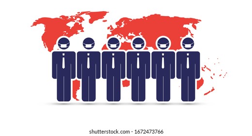 Join Forces Against the Coronavirus Impact on the World - Design Concept with Businessmen