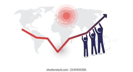 Join Forces Against the Economic Impact of the War in Ukraine on All Around the World - Hard Work Ahead to Restore the Global Economy to the Normal State and Make it Growing Again - Design Concept