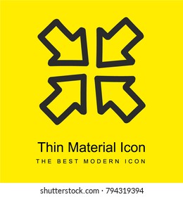 Join of four arrows hand drawn outlines bright yellow material minimal icon or logo design