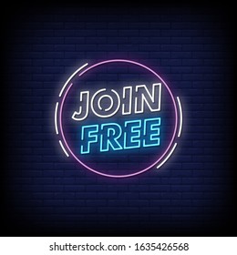 Join Free Neon Signs Style Text Vector