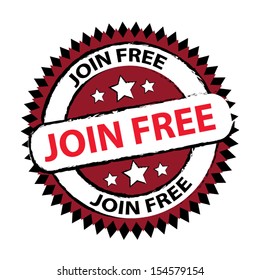 Join free red brown color stamp, sticker, tag, label, sign, icon.-vector illustration.