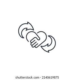 Join the friendship. Vector linear icon isolated on white background
