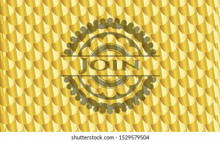 Join gold emblem. Scales pattern. Vector Illustration. Detailed.