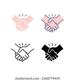 Join hands to fight together, hand in hand, Two hands support each other for teamwork. Handshake in Friendship of cooperation.Collaboration icon. Vector illustration. Design on white background. EPS10