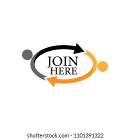 Join here with people on the white background. Flat vector illustration.
