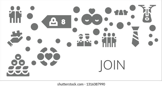 join icon set. 11 filled join icons.  Collection Of - Hugging, Friend, Puzzle, Friends, Tie, Zipper