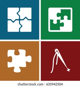 Join icons set. set of 4 join filled icons such as puzzle