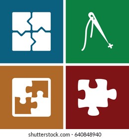 Join icons set. set of 4 join filled icons such as puzzle