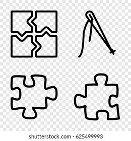 Join icons set. set of 4 join outline icons such as puzzle
