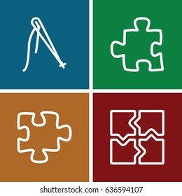 Join icons set. set of 4 join outline icons such as puzzle