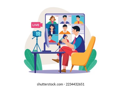Join Live Video Streaming Illustration concept. A flat illustration isolated on white background