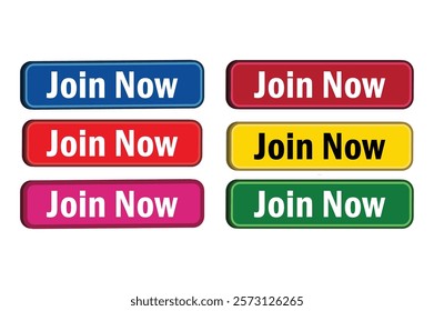 join now 3d buttons vector design