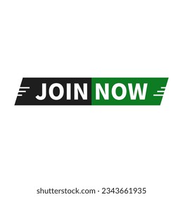 Banner De Unirse Ahora En Forma De Rectángulo De Paralelograma Verde Negro Con Línea Blanca Para Invitación
