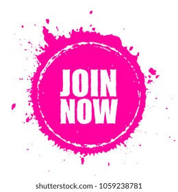 Join now bursting splat icon vector illustration isolated on white background