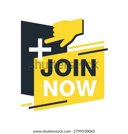 Join Now button - decorative call to action element for websites, apps and marketing banners. Suitable for membership signup, registration and promotional campaigns.
