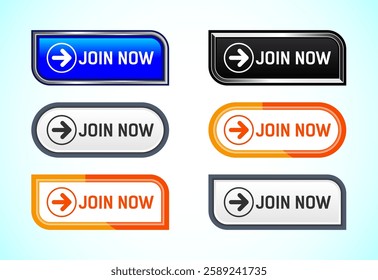 Join now button design illustration, Join now icon suitable for mobile app, and website UI design