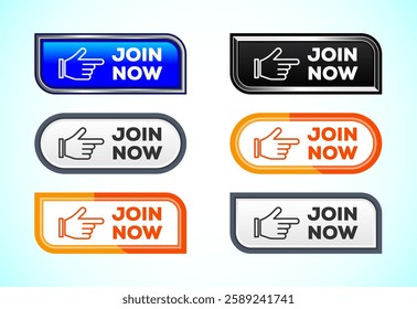 Join now button design illustration, Join now icon suitable for mobile app, and website UI design