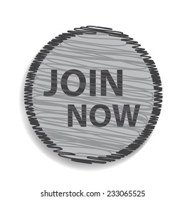 Join now circular icon on white background