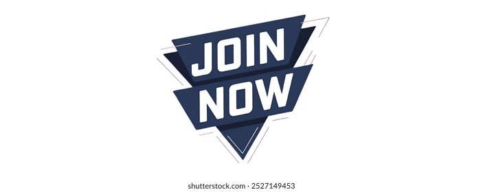 "JOIN NOW" creative text banner,minimalistic flat vector illustration,plain white background
