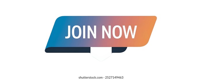 "JOIN NOW" creative text banner,minimalistic flat vector illustration,plain white background
