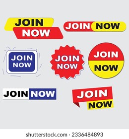 join now labels template sticker colorful vector