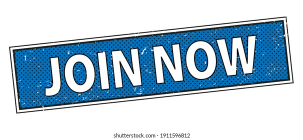 join now red square grunge stamp on white