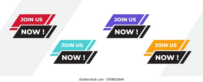 Join now vector icon template. Design with colorful modern shape. 