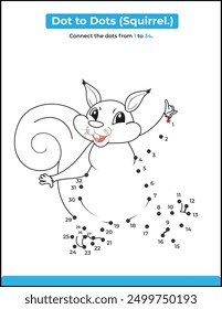 Join the number squirrel activity vector worksheet for kids.