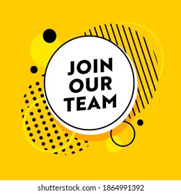 Join Our Team Banner for Job Hiring Agency with Abstract Pattern on Yellow Background. Headhunting and Human Resource, Invite for Teamwork. Business, Marketing and Advertising Vector Illustration