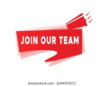 Join our team banner speech for announce megaphone and colorful template isolated on white background, business, web, ui vector illustration.
