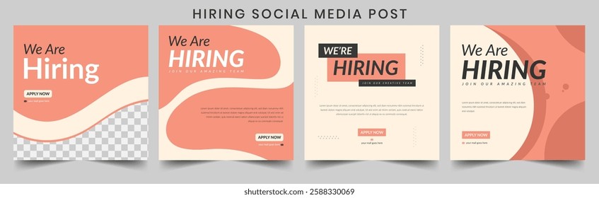 Join our team banners. We are hiring communication poster, help wanted advertising banner with speaker and vacant badge. Hr recruiting hire, vacancy job offer isolated vector signs set