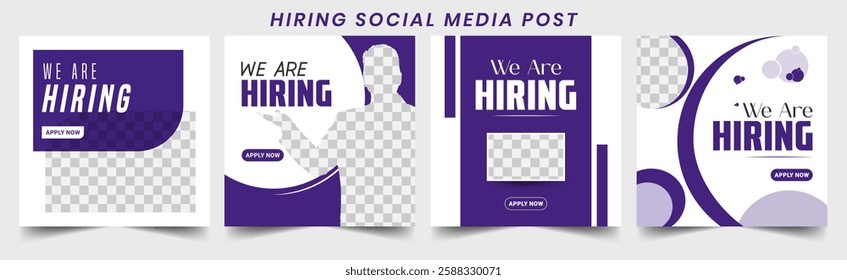 Join our team banners. We are hiring communication poster, help wanted advertising banner with speaker and vacant badge. Hr recruiting hire, vacancy job offer isolated vector signs set