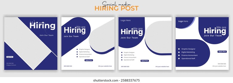 Join our team banners. We are hiring communication poster, help wanted advertising banner with speaker and vacant badge. Hr recruiting hire, vacancy job offer isolated vector signs set